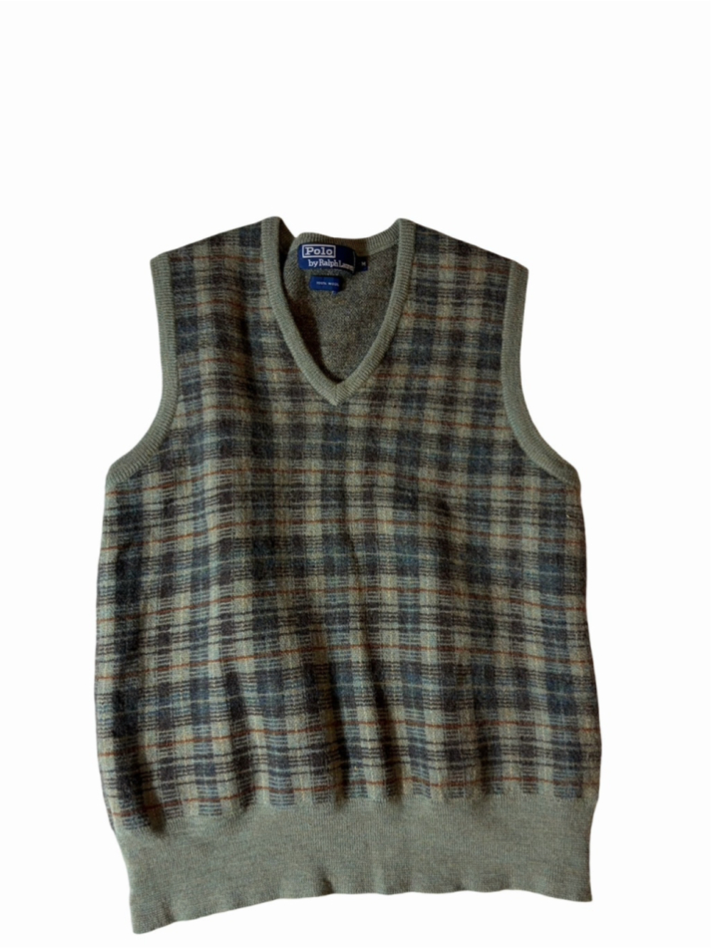 Polo Ralph Lauren Vintage 100% Wool Plaid Sweater Vest Medium Academia read